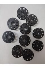 Sanayi Tipi Düz Dikiş Makinası Metal Delikli Siyah Masura (10 Adet) Siyah Masura