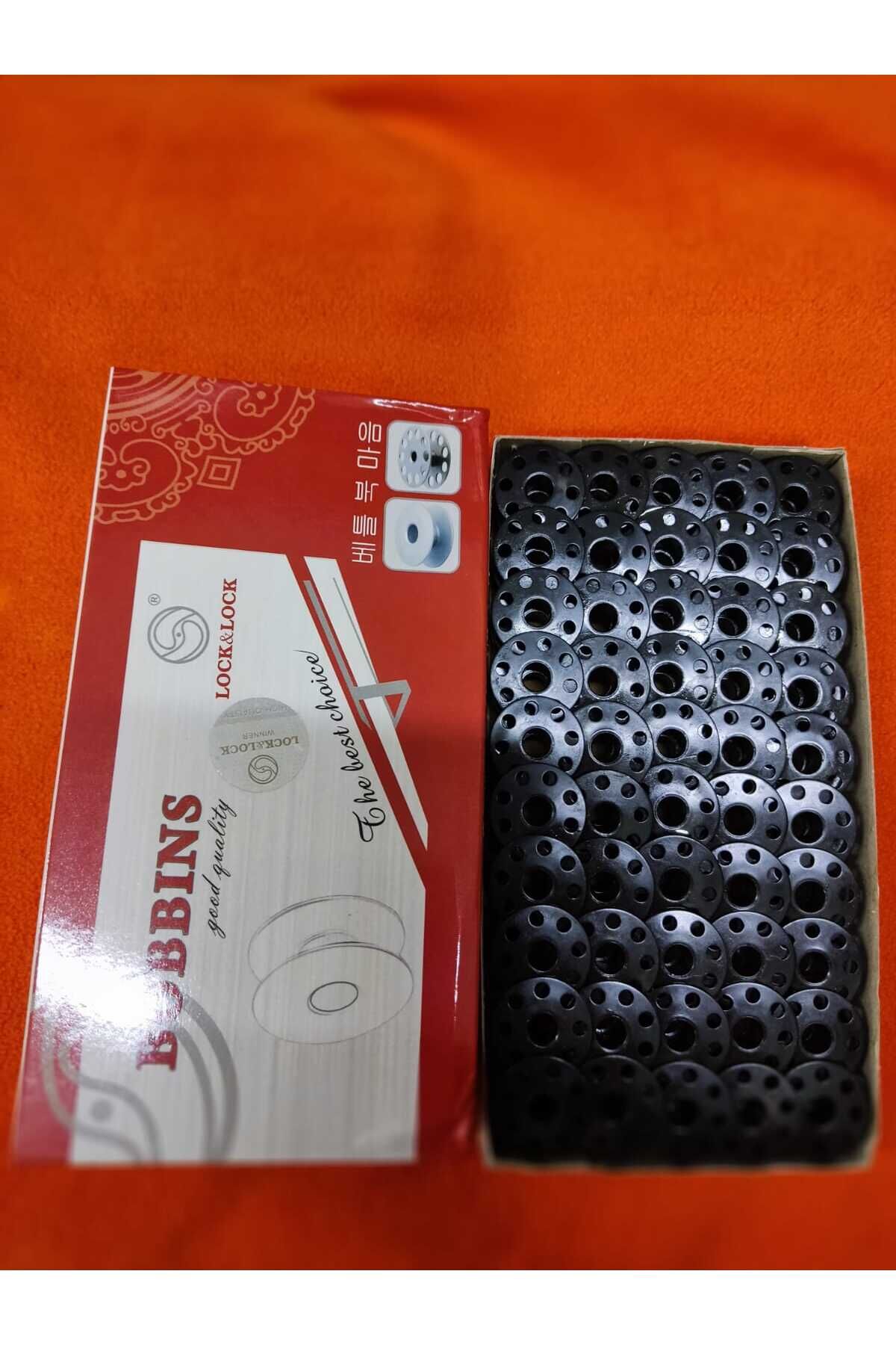 Sanayi Tipi Düz Dikiş Makinası Metal Delikli Siyah Masura (10 Adet)