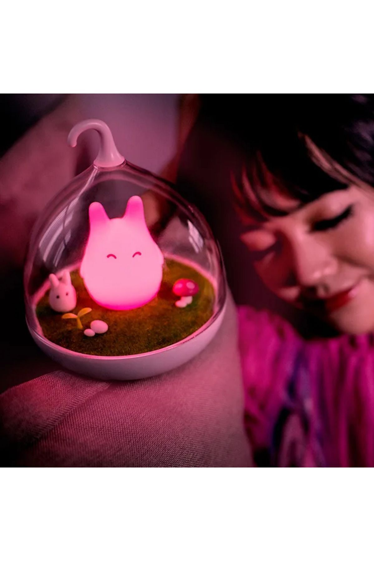 Figürlü Çocuklar Için Masa Üstü Led Gece Lambası Pembe